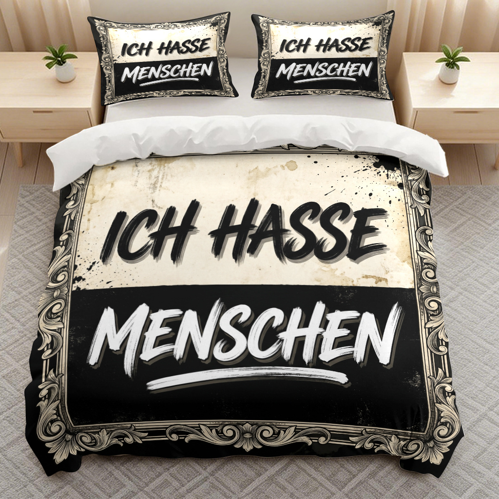 TEMU 3pcs Ich Menschen Designed Bedding Duvet Cover Quilt Cover, Fashionable Breathable Soft Bedding (1*duvet Cover And 2*pillowcases) With Zipper