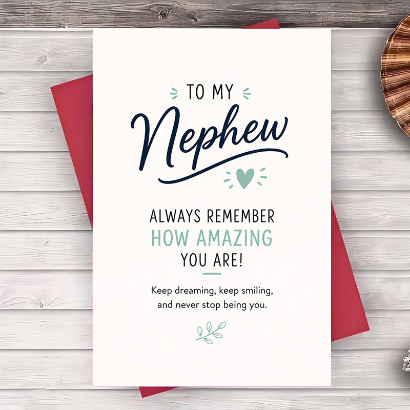 TEMU 1 Greeting Card + 1 Envelope Inspirational Nephew Appreciation Card For Birthday And Special Occasions