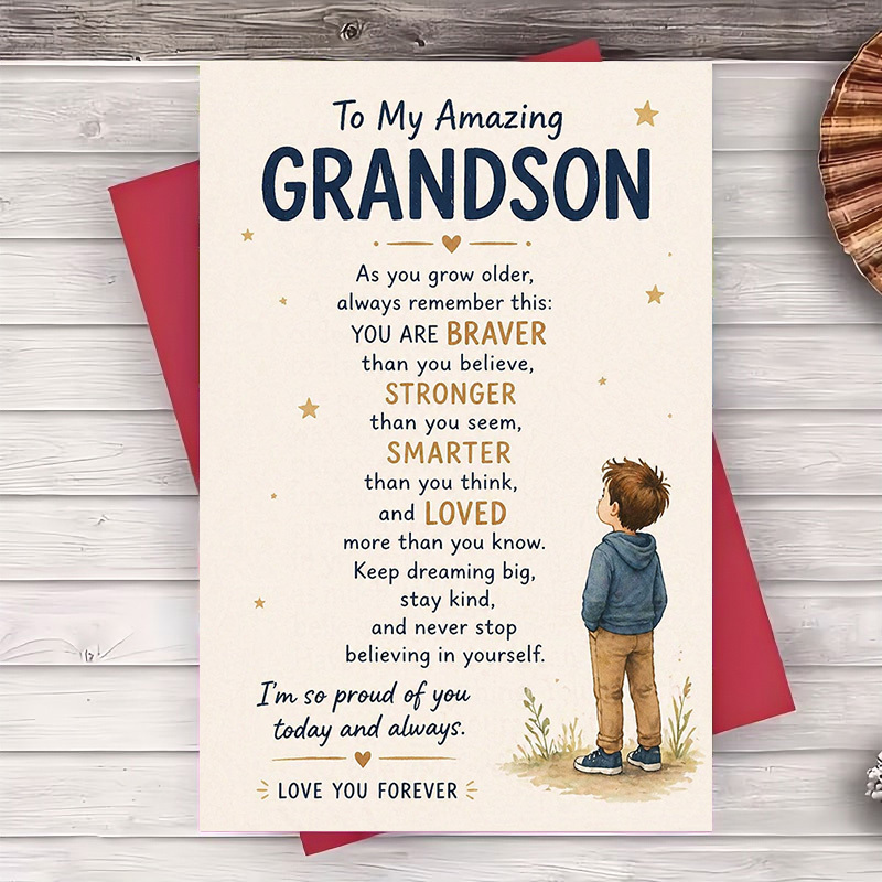 TEMU 1 Envelope And 1 Greeting Cardinspirational Greeting Card For Grandson Encouragement Gift For Birthday Or Graduation From Grandparents With