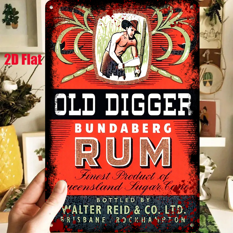 TEMU 2d Flat, 1pc 2d Flat Tin Sign "old Digger Bundaberg Rum Decorative Painting: Showcasing Product Of The , By & Co. Ltd., In Brisbane And "