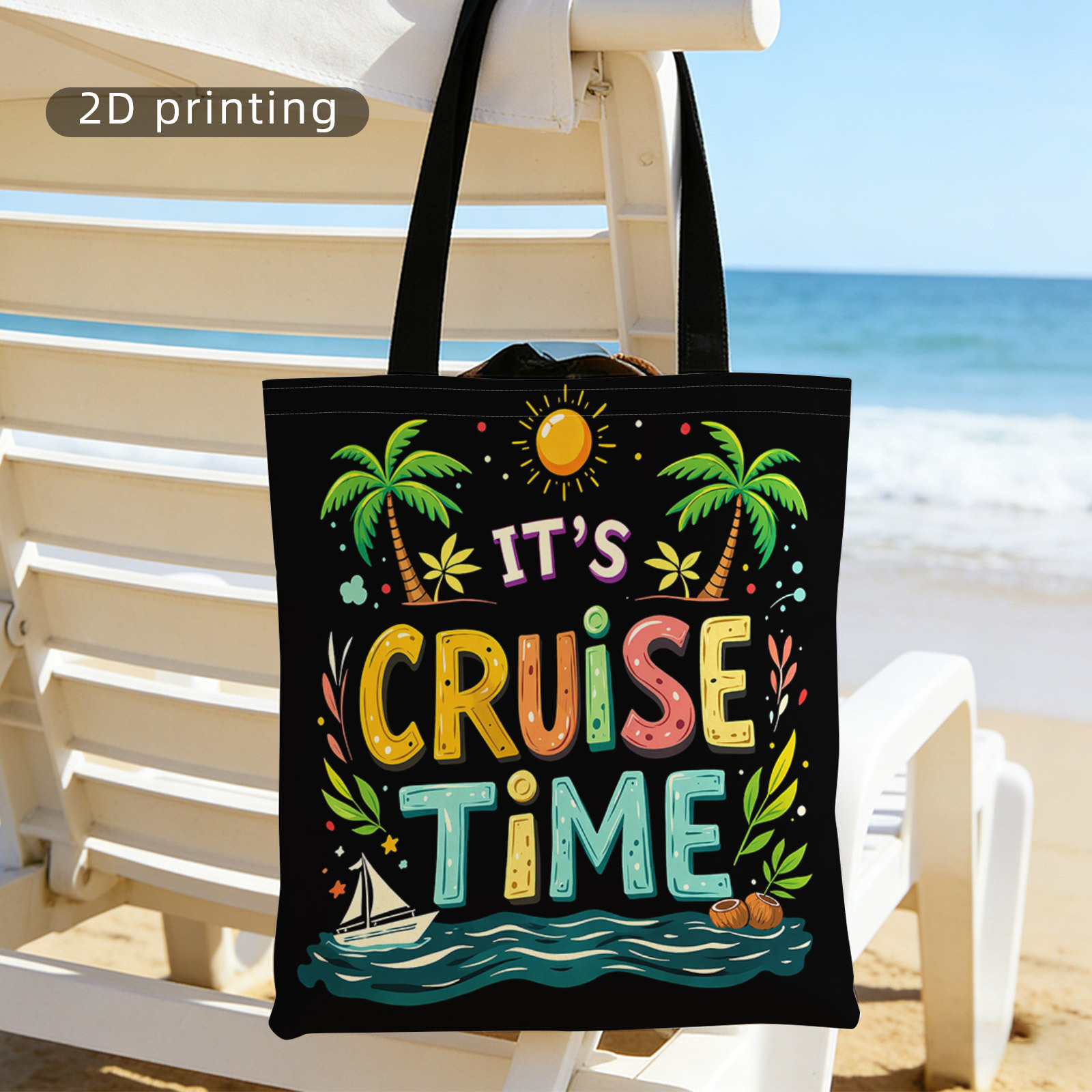TEMU Women's Fashion Handbag 1pc, Pattern Printed Tote Bag, Large Capacity Shoulder Bag, Shopping Bag, Packaging Bag, "it's " Women's Shoulder Bag,