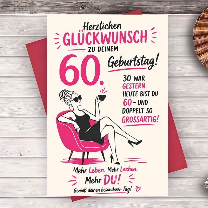 1 Envelope And 1 Greeting Card 60th Birthday Greeting Card For Women Elegant Flat Card For Mom Wife Friend Milestone Celebration Party Supplies Funny Birthday Wishes For Her