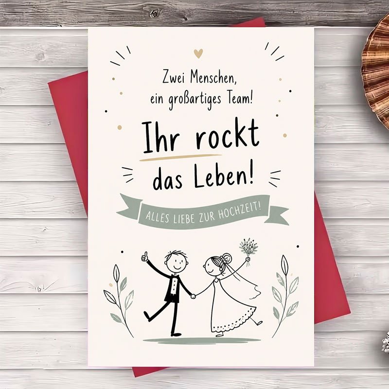 Image of 1 Envelope And 1 Greeting Card Wedding Greeting Card For Elegant Flat Paper Card For Marriage Celebration For Couple Anniversary And Engagement Gift Card