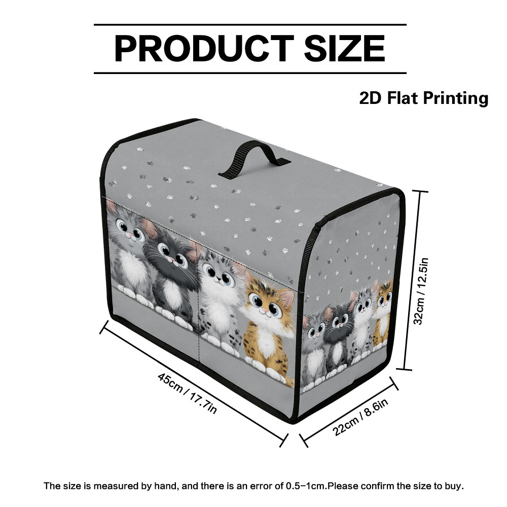 TEMU 1pc 1pcs Cute Kitten Paw Print Sewing Machine Cover With Storage Pocket & Carry Handle - Durable Dust Protector Suitable For Standard Sewing