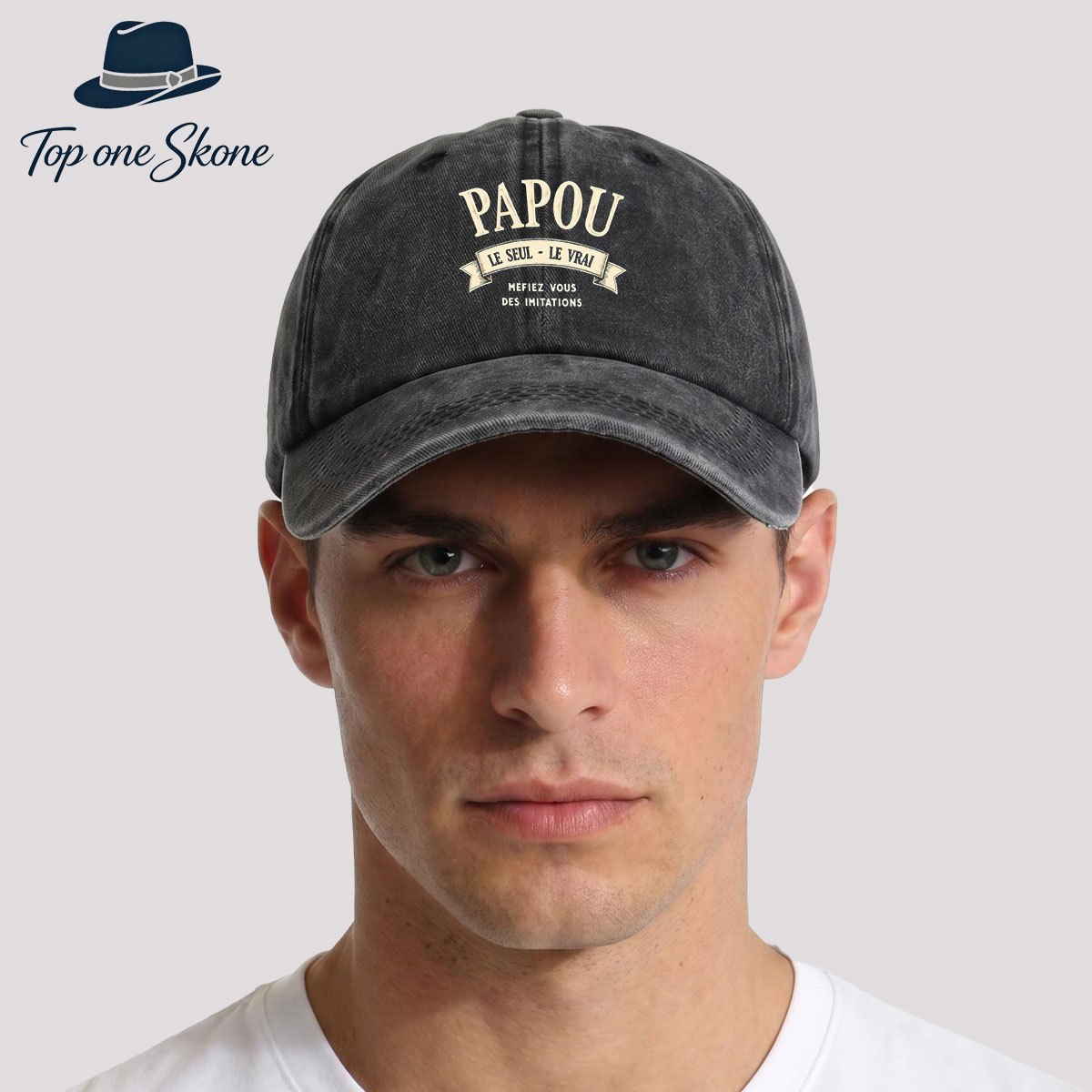 TEMU Casquette de baseball 1 pièce en "PAPOU LE - MEFIEZ VOUS DES IMITATIONS" Casquette de baseball imprimée vintage de style français, design à de
