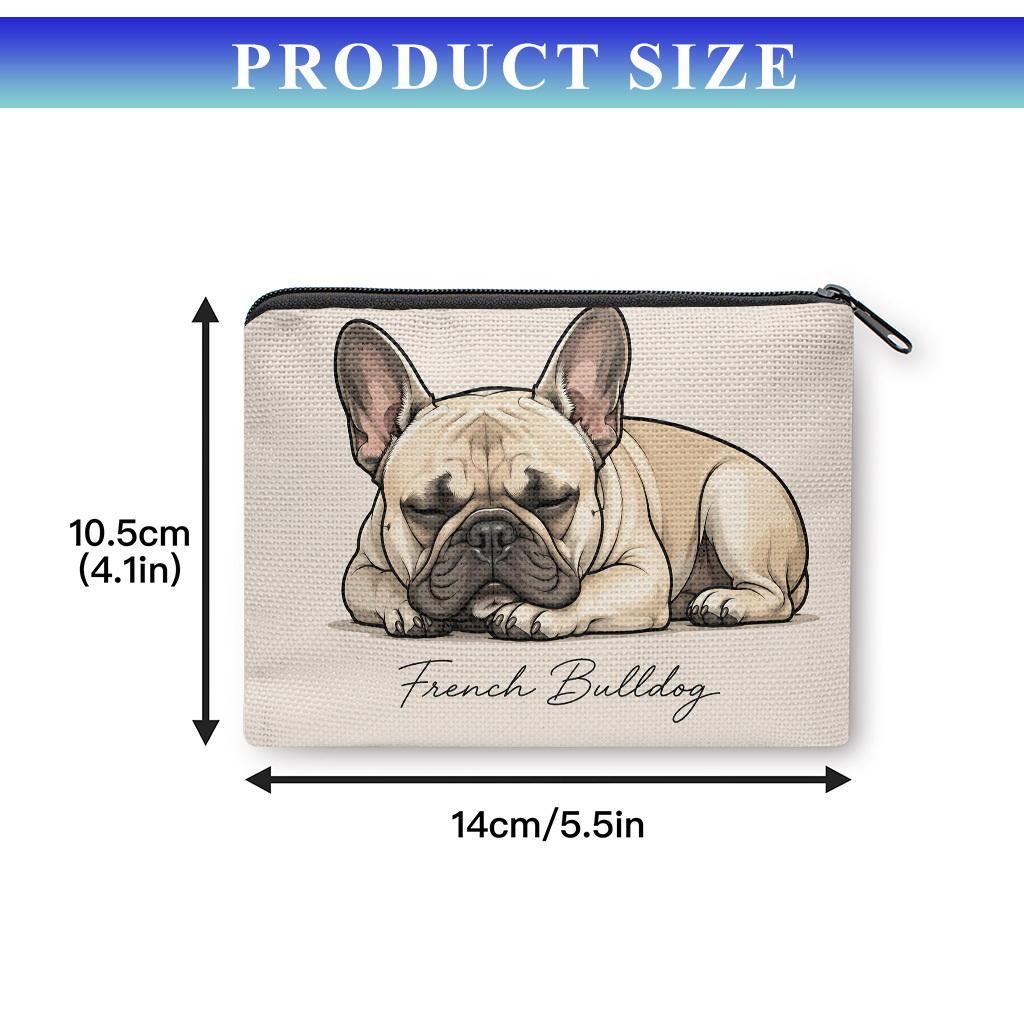 TEMU Coin Purse 1pc, Adorable French Bulldog Coin Purse,, Zipper Closure, Small Portable , Cash, Keys, Cards, Earphone, And Small Essentials Storage