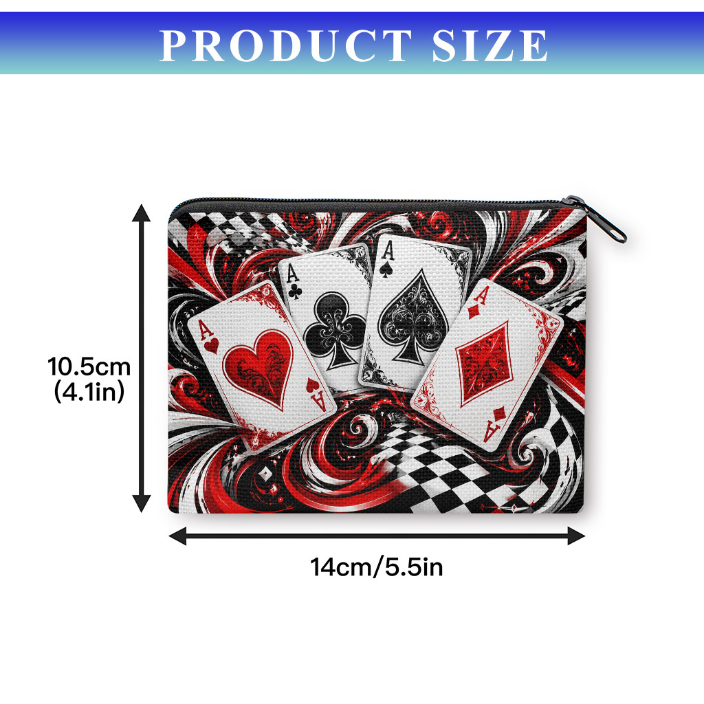 TEMU Coin Purse, Playing Cards Coin Purse, Zipper Closure, Small Portable , Cash, Keys, Cards, Earphone, And Small Essentials Storage Bag, Handy Card