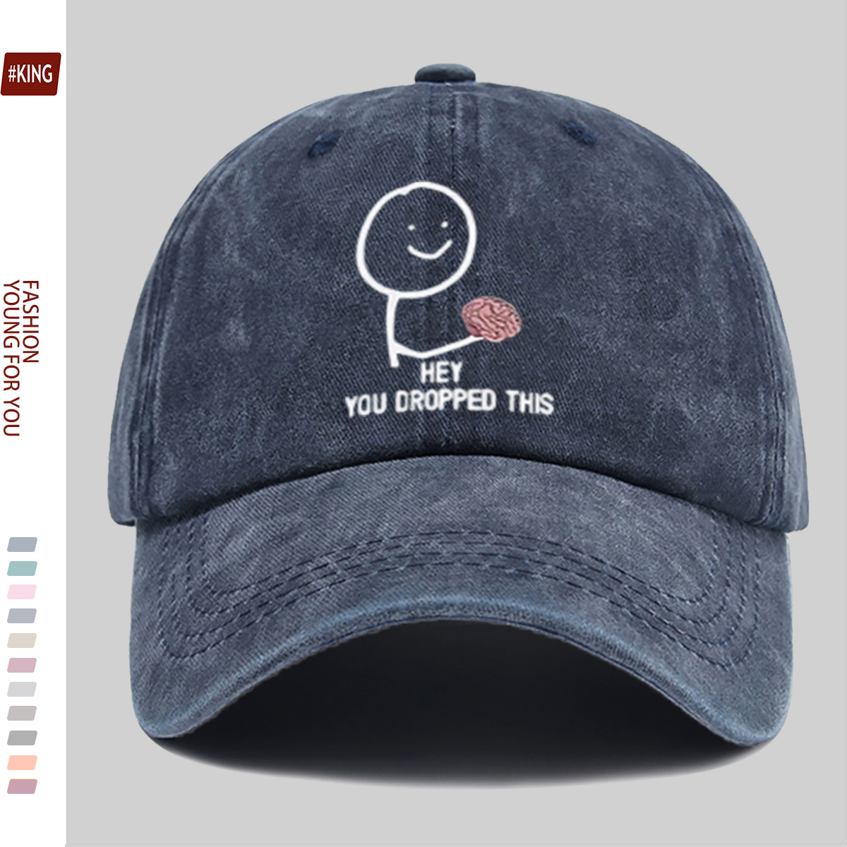 Smile Face Hand-Held Brain Pattern Printed Baseball Cap