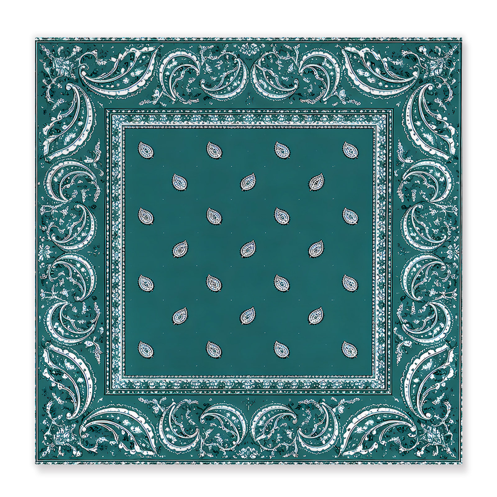 TEMU 2d Flat, 1pc 2d Printed Headscarf. 50x50cm. Teal Pattern Lightweight And Suitable For , Featuring Vibrant, Colorful, And Fashionable Designs.