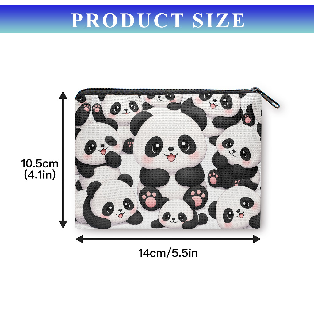 TEMU Coin Purse, Happy Fluffy Cute Pandas Coin Purse, Zipper Closure, Small Portable , Cash, Keys, Cards, Earphone, And Small Essentials Storage Bag,