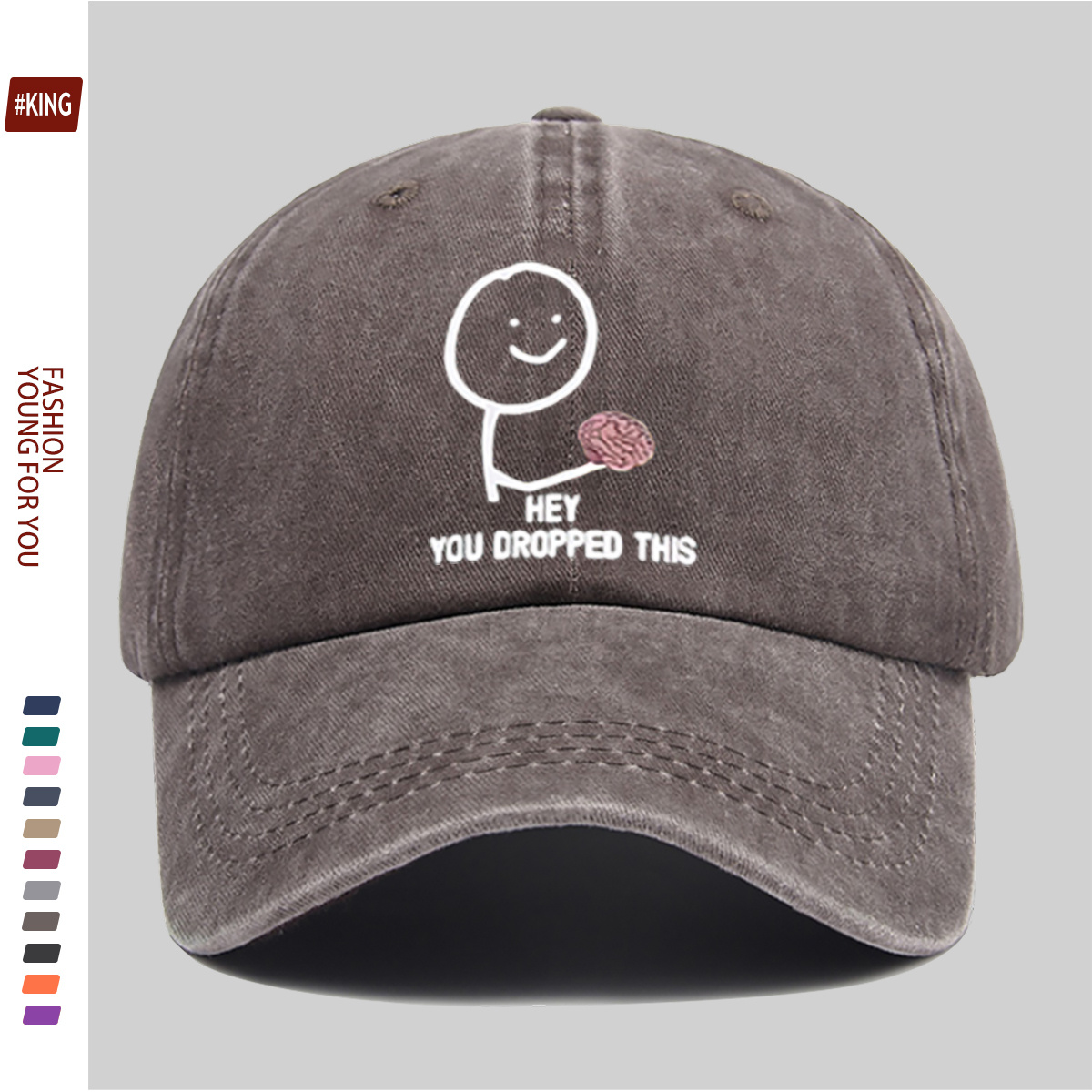 Smile Face Hand-Held Brain Pattern Printed Baseball Cap
