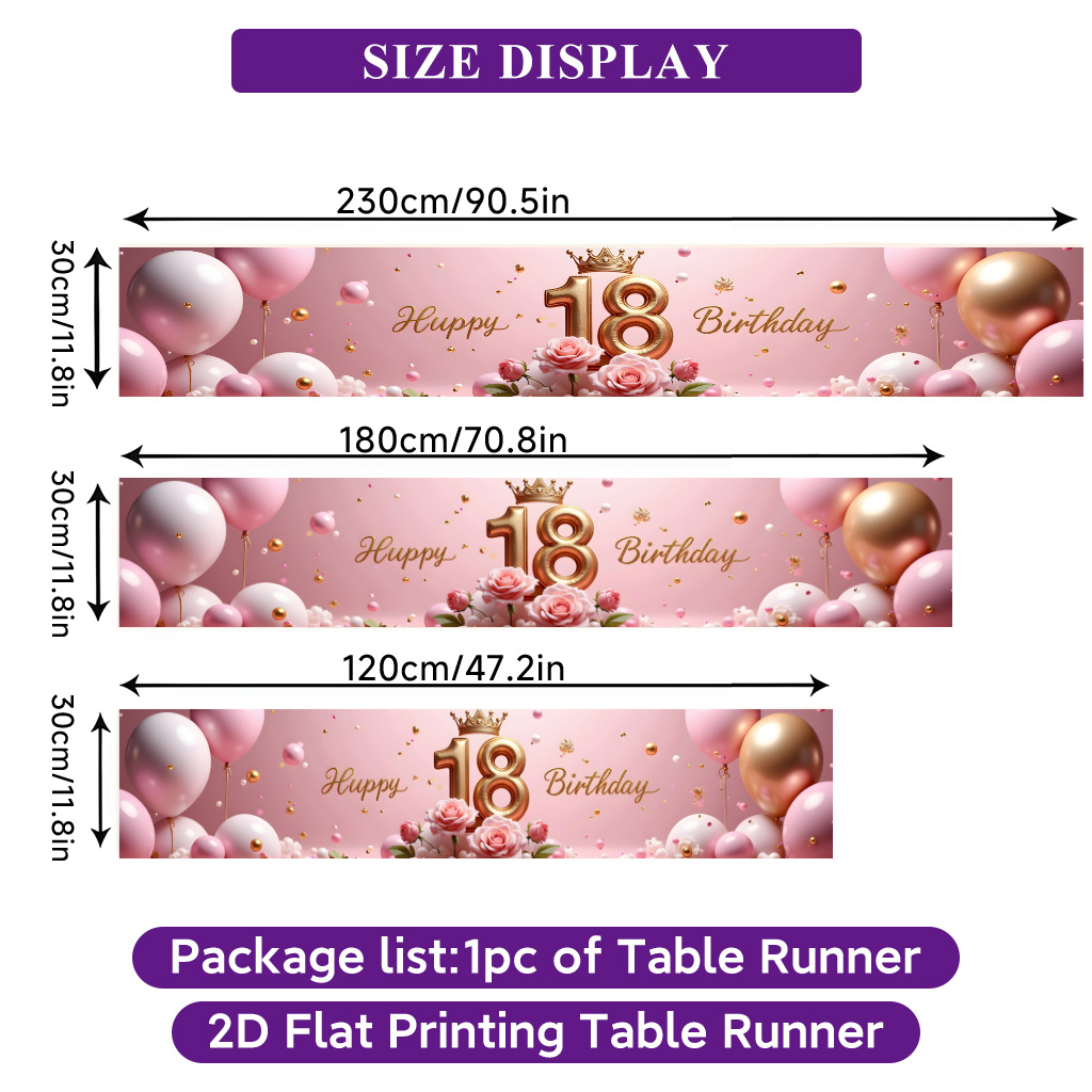 TEMU de mesa con impresión 2D, 1 pieza, de mesa estampado " Decimoctavo ", mantel rectangular decorativo de poliéster para uso en