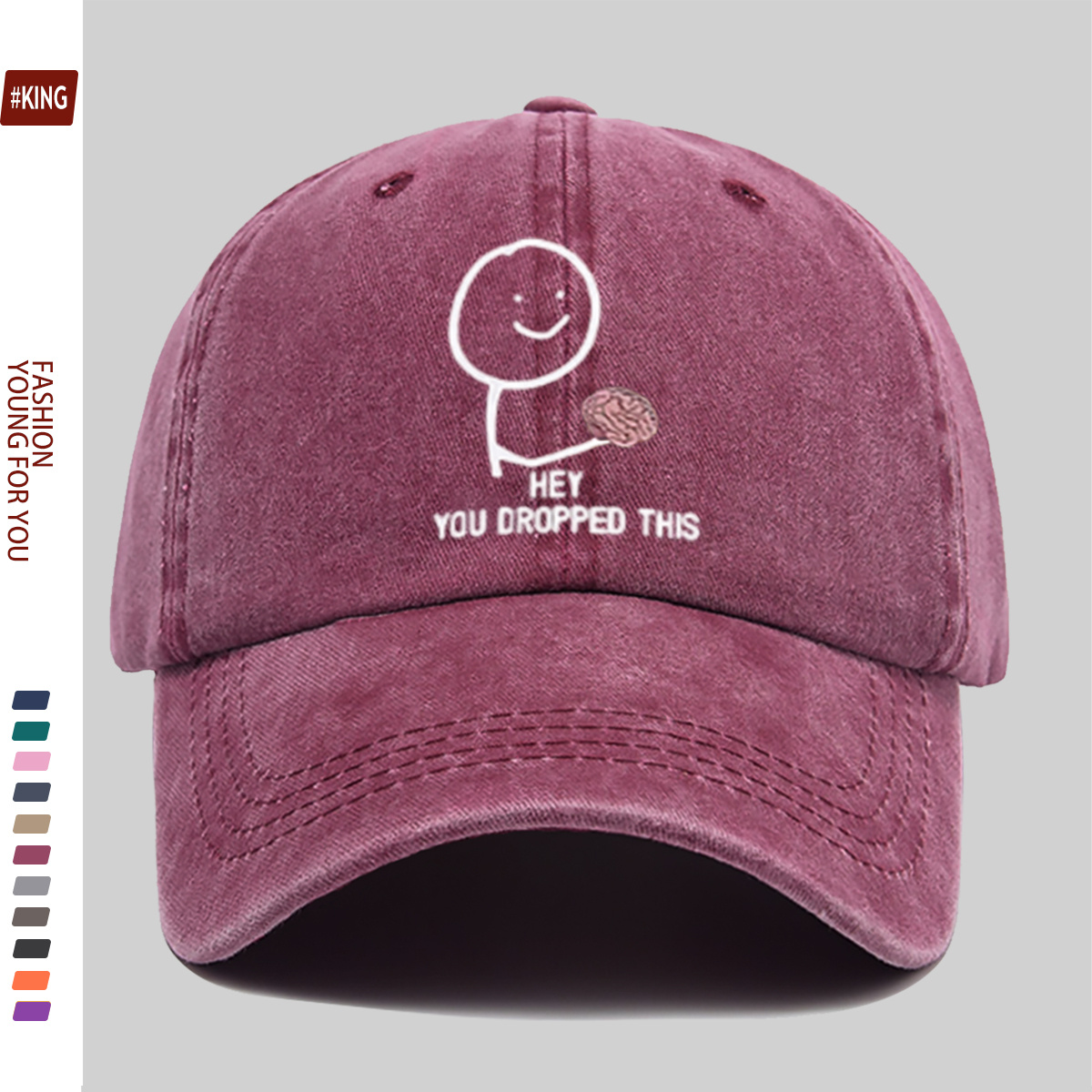 Smile Face Hand-Held Brain Pattern Printed Baseball Cap