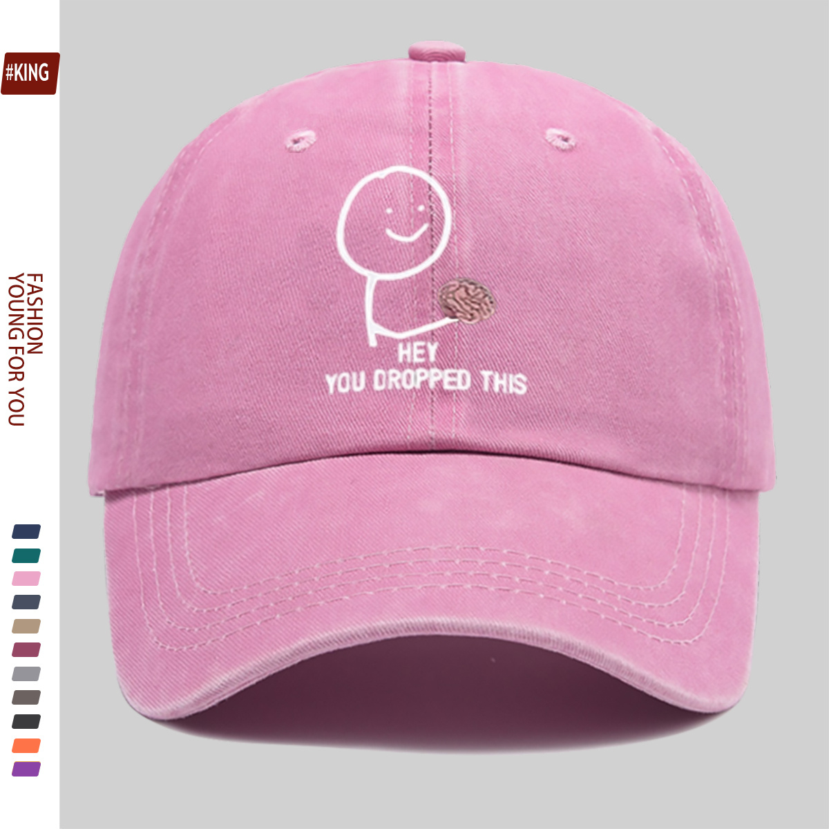 Smile Face Hand-Held Brain Pattern Printed Baseball Cap