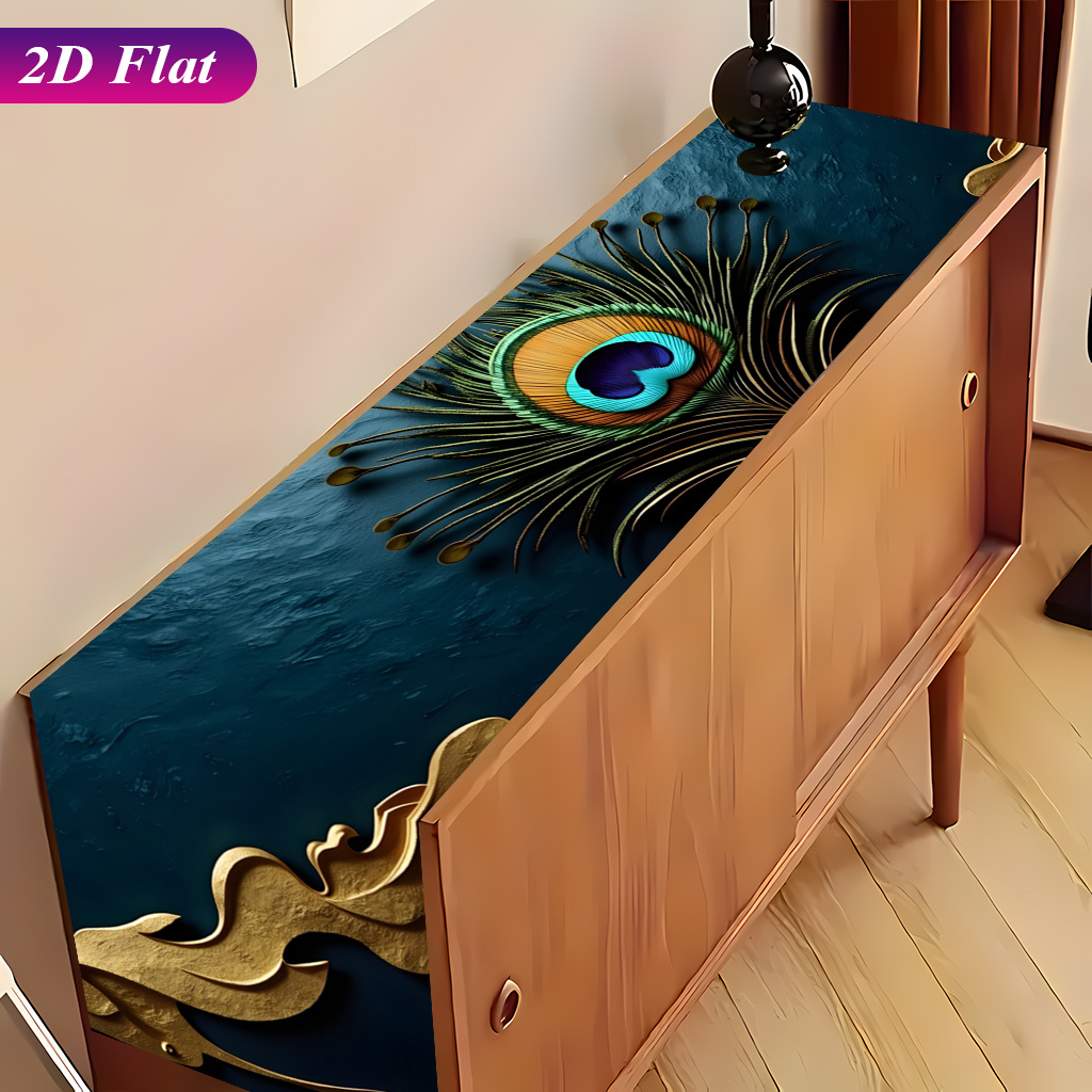TEMU 2d Flat Tablecover 1pc, Golden Decoration, Rectangular Tablecloth With A Beautiful Printed Table Runner, Made Of, A Decor, Suitable For Dining