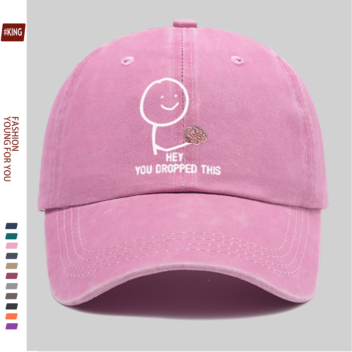 Smile Face Hand-Held Brain Pattern Printed Baseball Cap