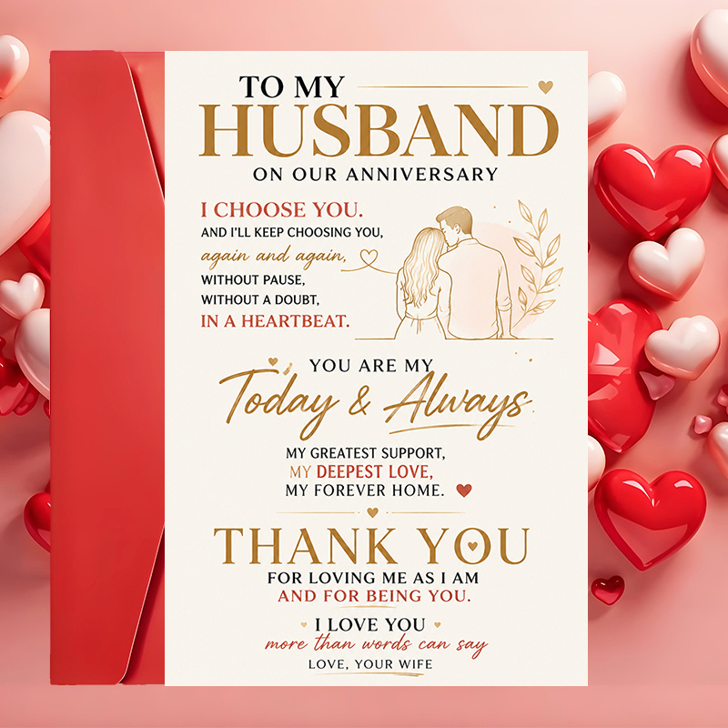 TEMU 1 Greeting Card And 1 Envelope Romantic Anniversary Greeting Card For Husband From Wife Love Note For Wedding Anniversary Celebration And