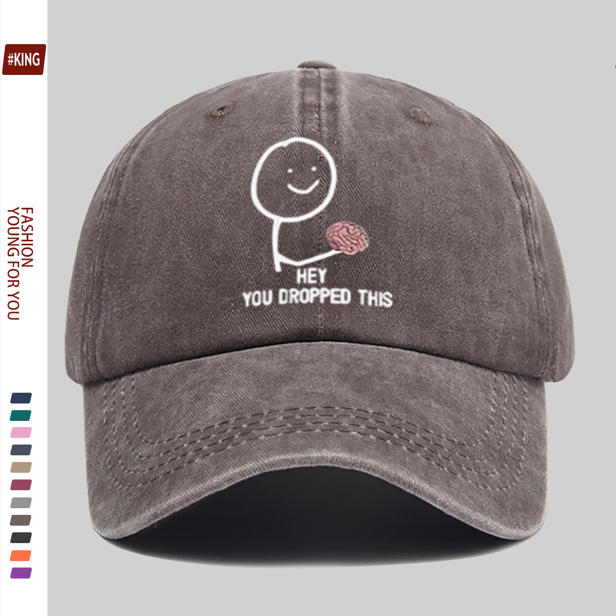 Smile Face Hand-Held Brain Pattern Printed Baseball Cap