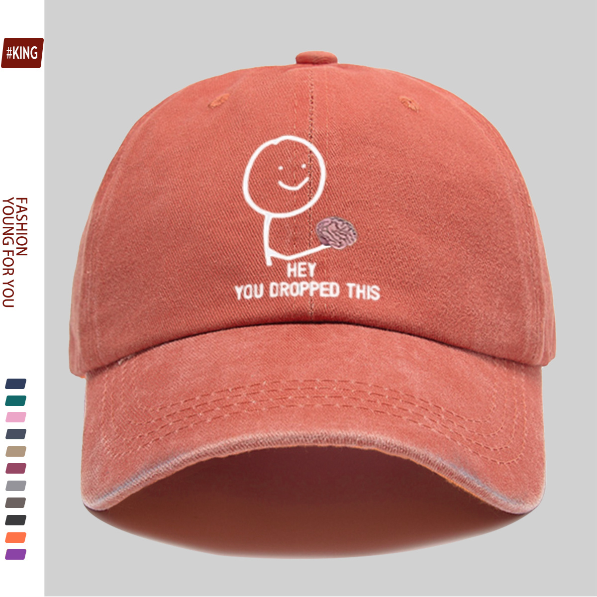 Smile Face Hand-Held Brain Pattern Printed Baseball Cap