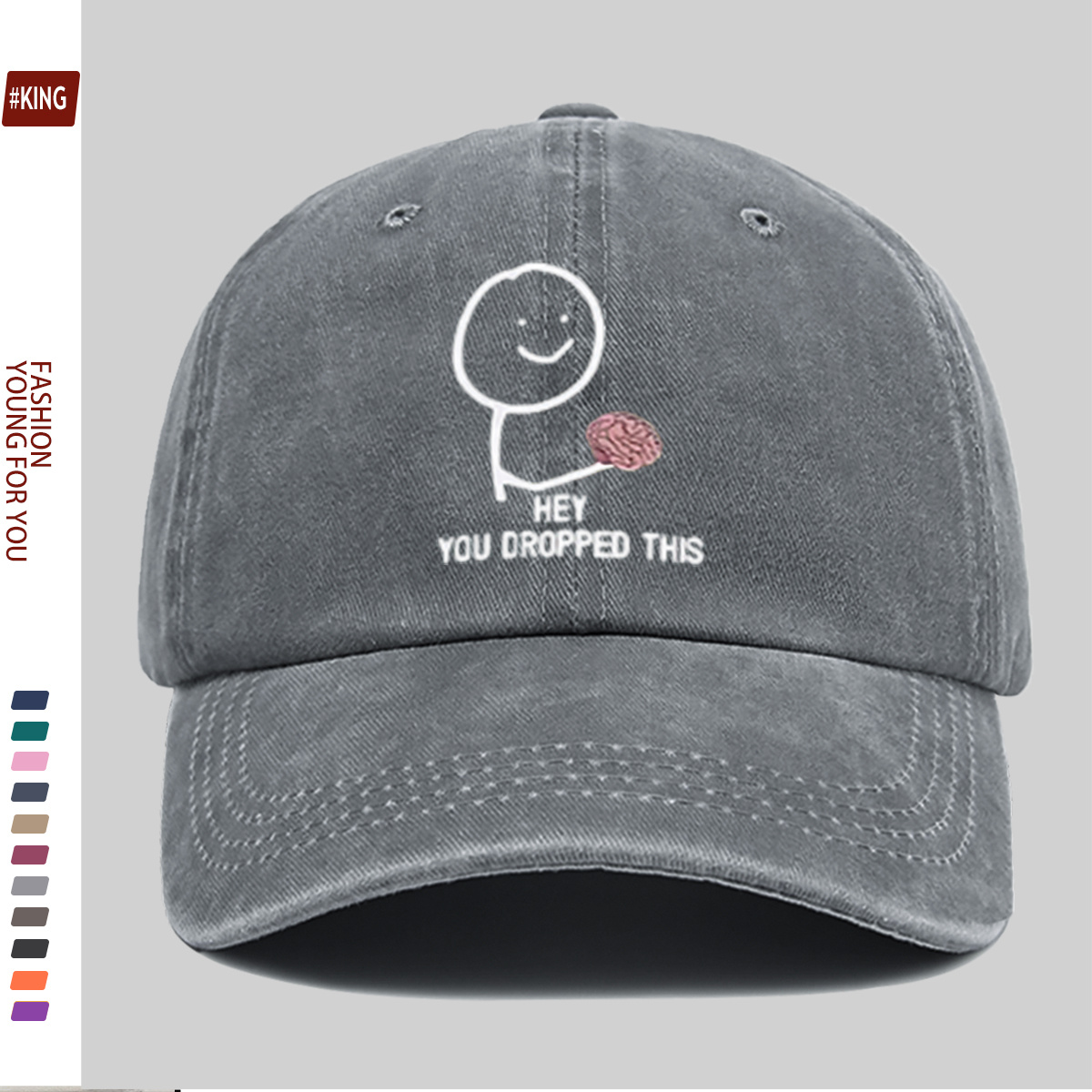 Smile Face Hand-Held Brain Pattern Printed Baseball Cap