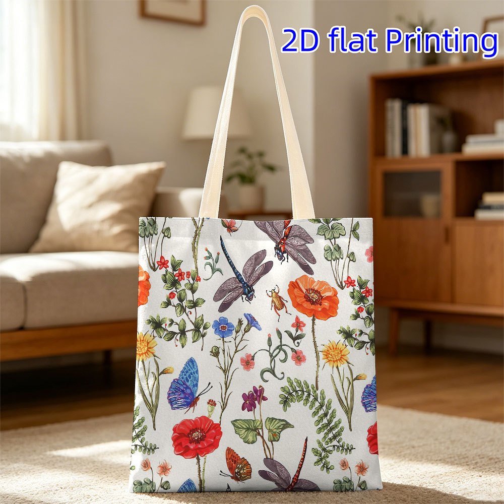 1 pz, borsa di tela   fiori e insetti, una borsa che     e  , adatta per   in  , shopping   di  