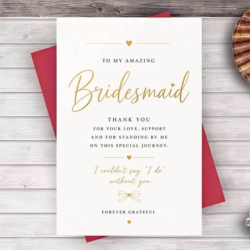 TEMU 1 Envelope And 1 Greeting Cardelegant Bridesmaid Thank You Greeting Card For Wedding Day Appreciation Gift From Bride To Best Friend Greeting