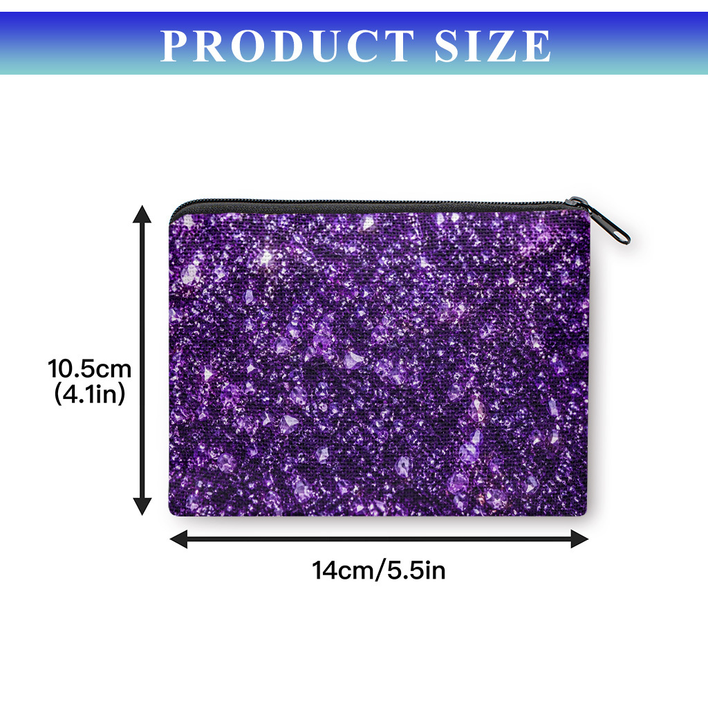 TEMU Coin Purse 1pc, Purple Crystals Shine Elegantly Coin Purse,, Zipper Closure, Small Portable , Cash, Keys, Cards, Earphone, And Small Essentials