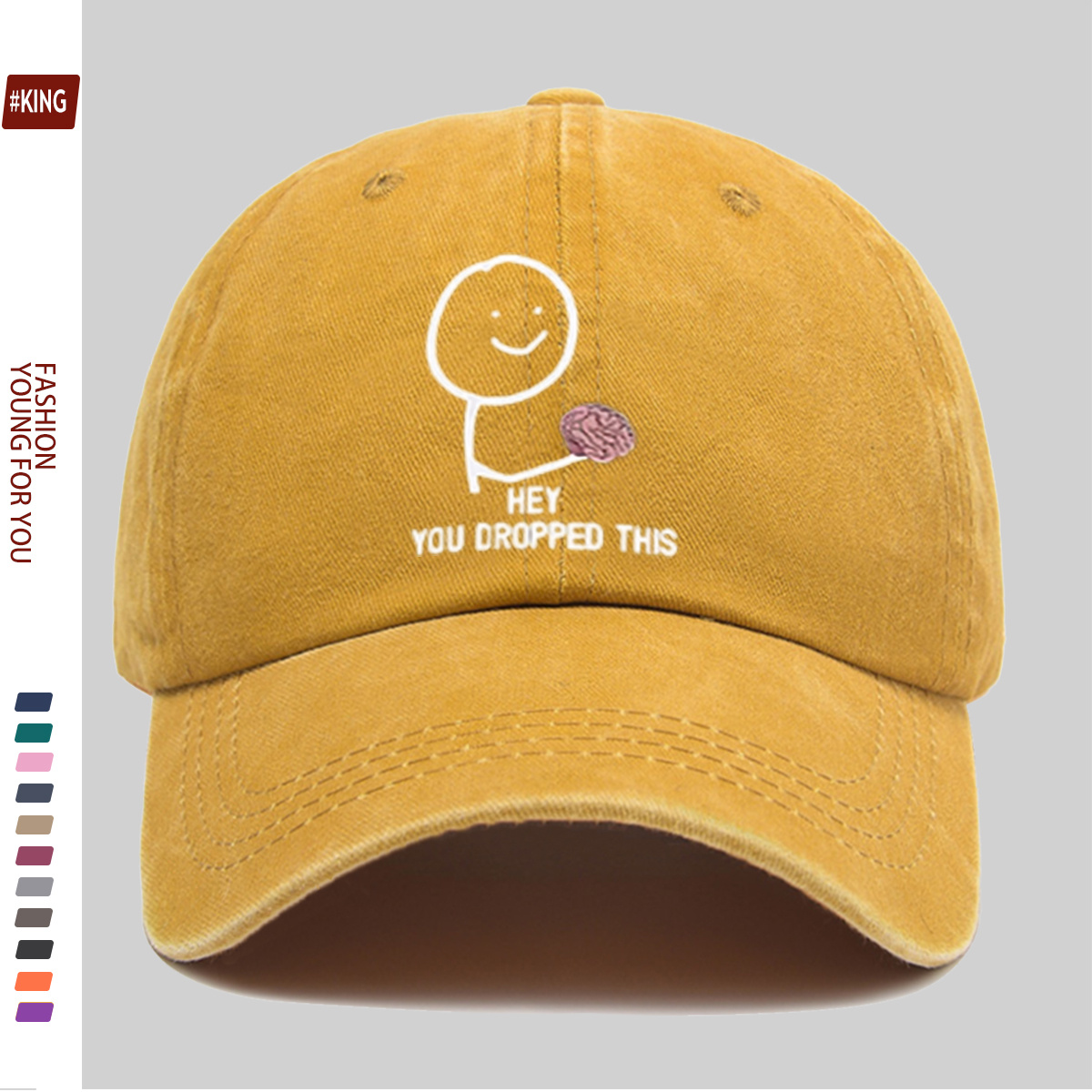 Smile Face Hand-Held Brain Pattern Printed Baseball Cap
