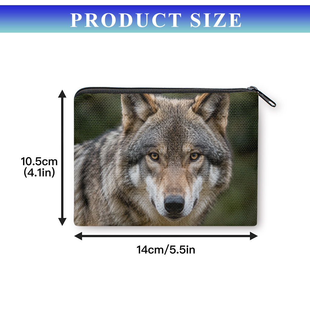 TEMU Coin Purse 1pc, Wolf Coin Purse,, Zipper Closure, Small Portable , Cash, Keys, Cards, Earphone, And Small Essentials Storage Bag, Handy Card