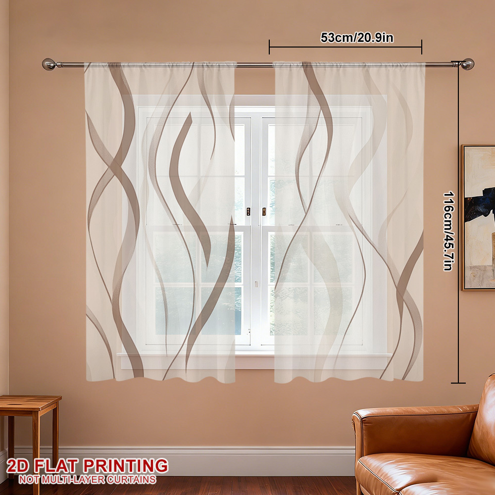 TEMU Rideaux Voilages 2D Plats - 2 Pièces Ondulées en , Décoration Intérieure Tendance, Ambiance Douce et Confortable, Ornement de Pièce Délicat,