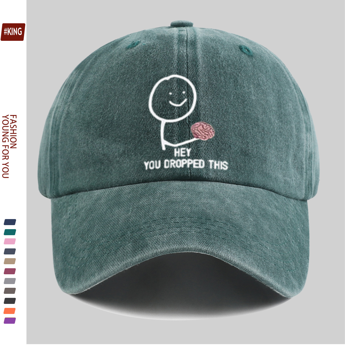 Smile Face Hand-Held Brain Pattern Printed Baseball Cap