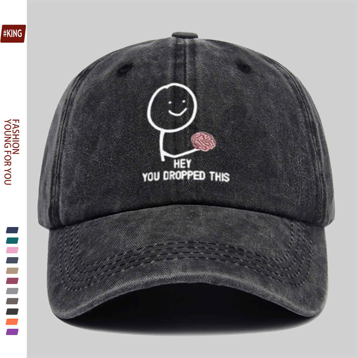 Smile Face Hand-Held Brain Pattern Printed Baseball Cap