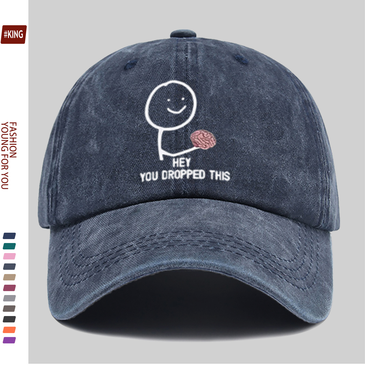 Smile Face Hand-Held Brain Pattern Printed Baseball Cap