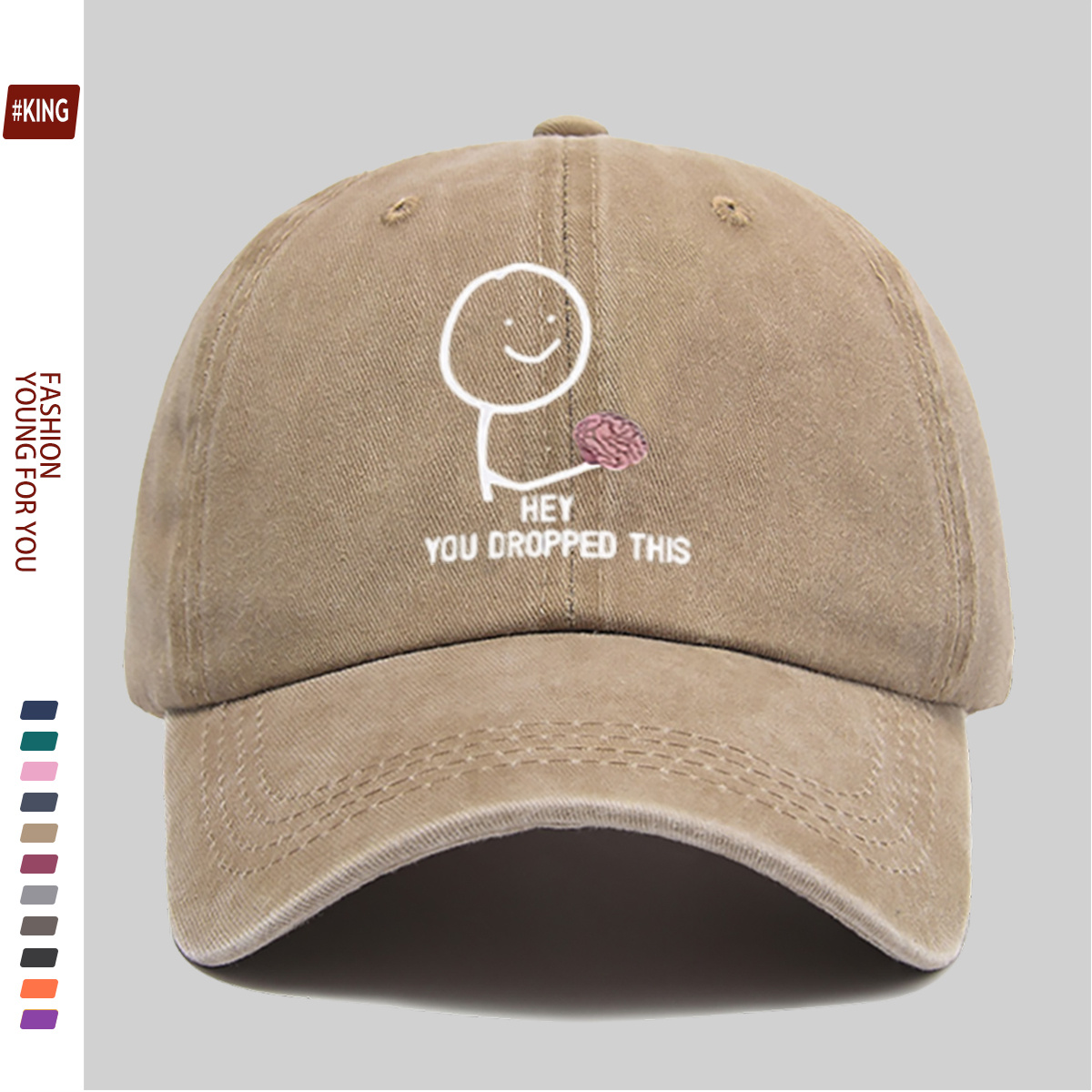 Smile Face Hand-Held Brain Pattern Printed Baseball Cap