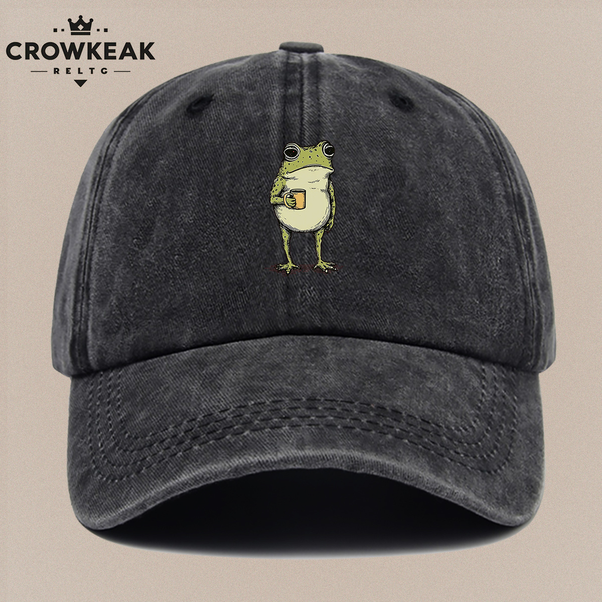 TEMU 1pc Frog Holding Cup Cartoon Print Baseball , Trendy Unisex Adjustable Duckbill Hat, Street Fashion Enthusiast Hat, Daily Casual Outing Hat,