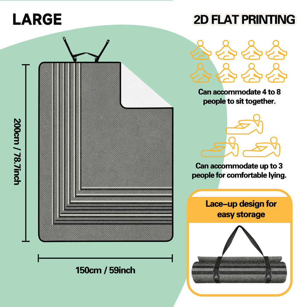 TEMU 2d Flat Printing, 1pc Easy To Clean Outdoor Picnic Mat, Minimalist Geometric Lines Pattern, Foldable, Ideal For Camping Outside Mat, Great For