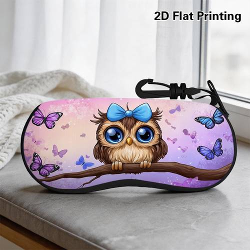 2d flat 1pc cute owl and butterflies glasses case casual minimal daily accessory with design light and sturdy for daily and short trips durable for long time use