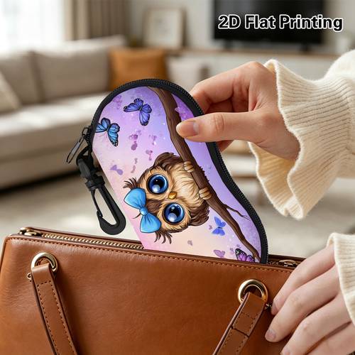 2d flat 1pc cute owl and butterflies glasses case casual minimal daily accessory with design light and sturdy for daily and short trips durable for long time use