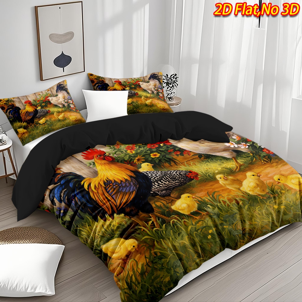 TEMU 2pcs/3pcs Goviov Farm Bedding Suitable For - Themed Duvet Cover & Pillowcases, Zipper Closure, Machine Washable Breathable Polyester Bed Sheets