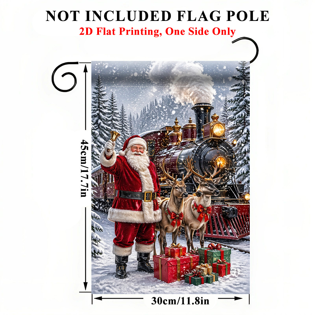 TEMU 2d Flat, 2d Flat Printing Garden Flag 1pc, Christmas Reindeer Garden Flag - Single-sided Print, Durable Polyester Outdoor Decor For Home & Yard,