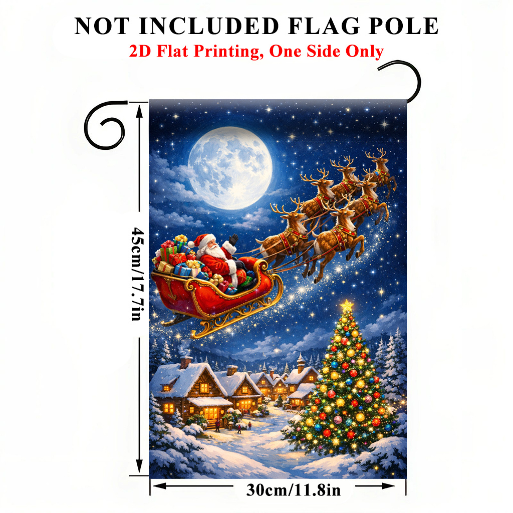TEMU 2d Flat - 2d Flat Printing Garden Flag 1pc, Magical Christmas Flag - Single-sided Print, Durable Polyester Outdoor Decor For Home And Yard,