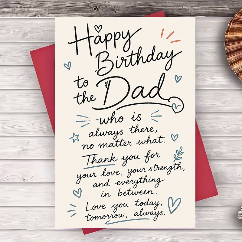 TEMU 1 Greeting Card + 1 Envelope Happy Birthday Dad Greeting Card For Father From Daughter Or Son Family Gift For His