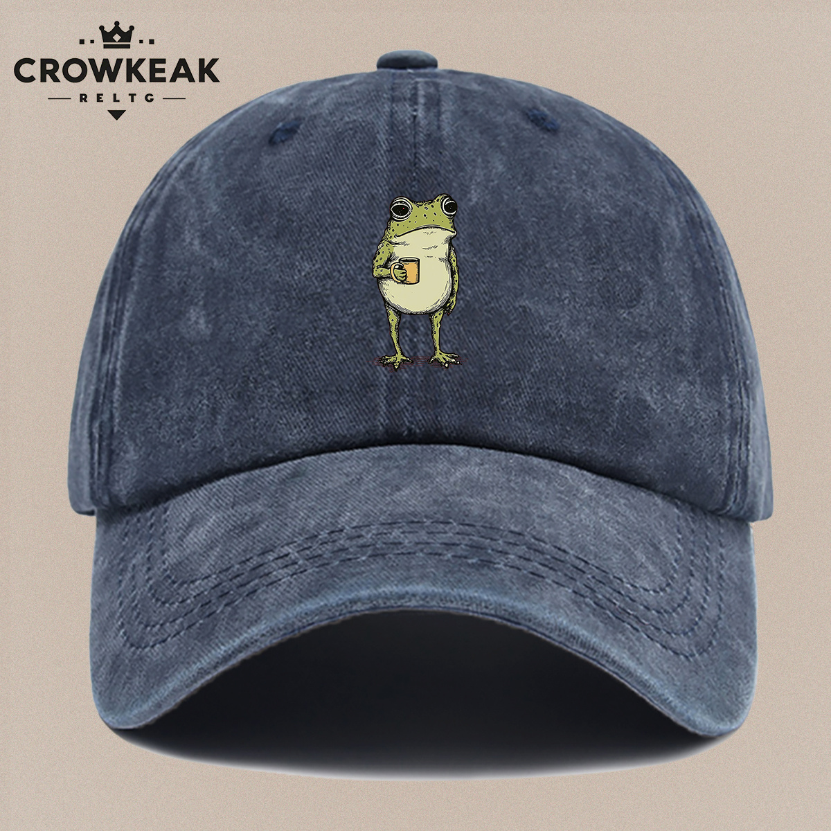 TEMU 1pc Frog Holding Cup Cartoon Print Baseball Cap, Trendy Unisex Adjustable Duckbill Hat, Street Fashion Enthusiast Hat, Daily Casual Outing Hat,