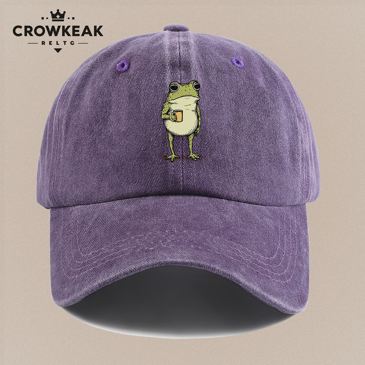 TEMU 1pc Frog Holding Cup Cartoon Print Baseball Cap, Trendy Unisex Adjustable Duckbill Hat, Street Fashion Enthusiast Hat, Daily Casual Outing Hat,
