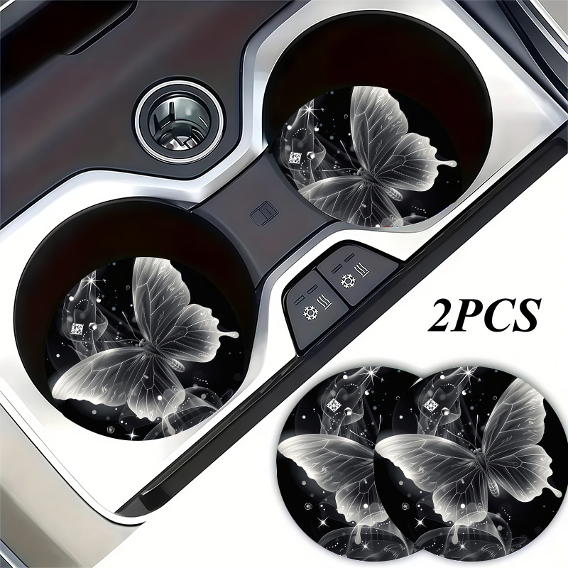 TEMU 2pcs , Diamond & Cup Coasters, Fantasy Style, Universal Non-slip Cup Holders Embedded In Ornaments Coaster, Easy To Clean, Heat-resistant Car