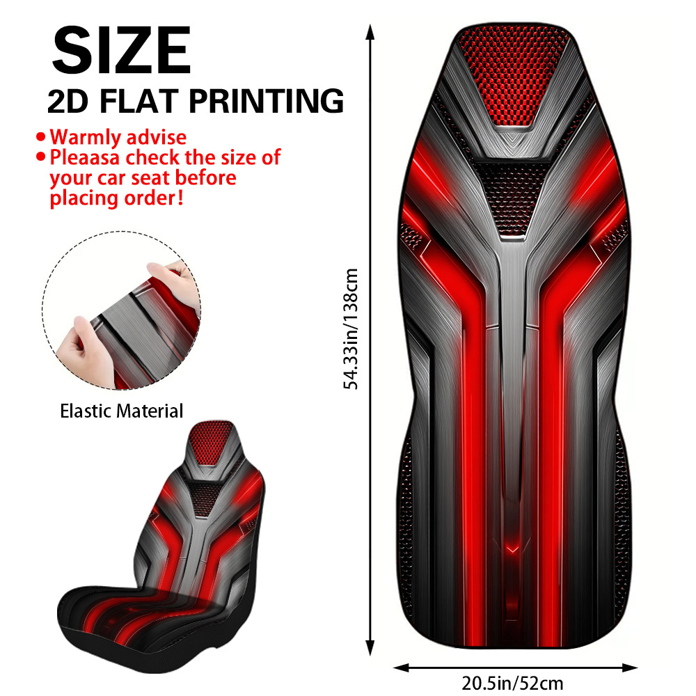 TEMU 2pcs Red Metallic Pattern Car Seat Covers Soft And Durable Auto Seat Protectors, Universal Fit, Perfect Gift For Car Enthusiasts For Anyone