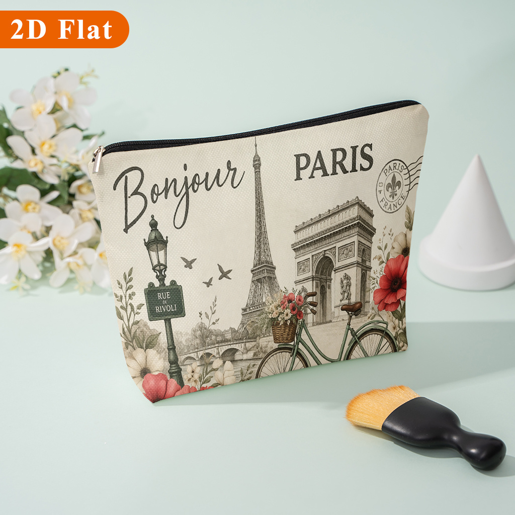 TEMU Paris , una borsa cosmetica con motivo a design divertente, adatta per riporre prodotti di femminili, perfetta per viaggi, scuola, dormitorio o
