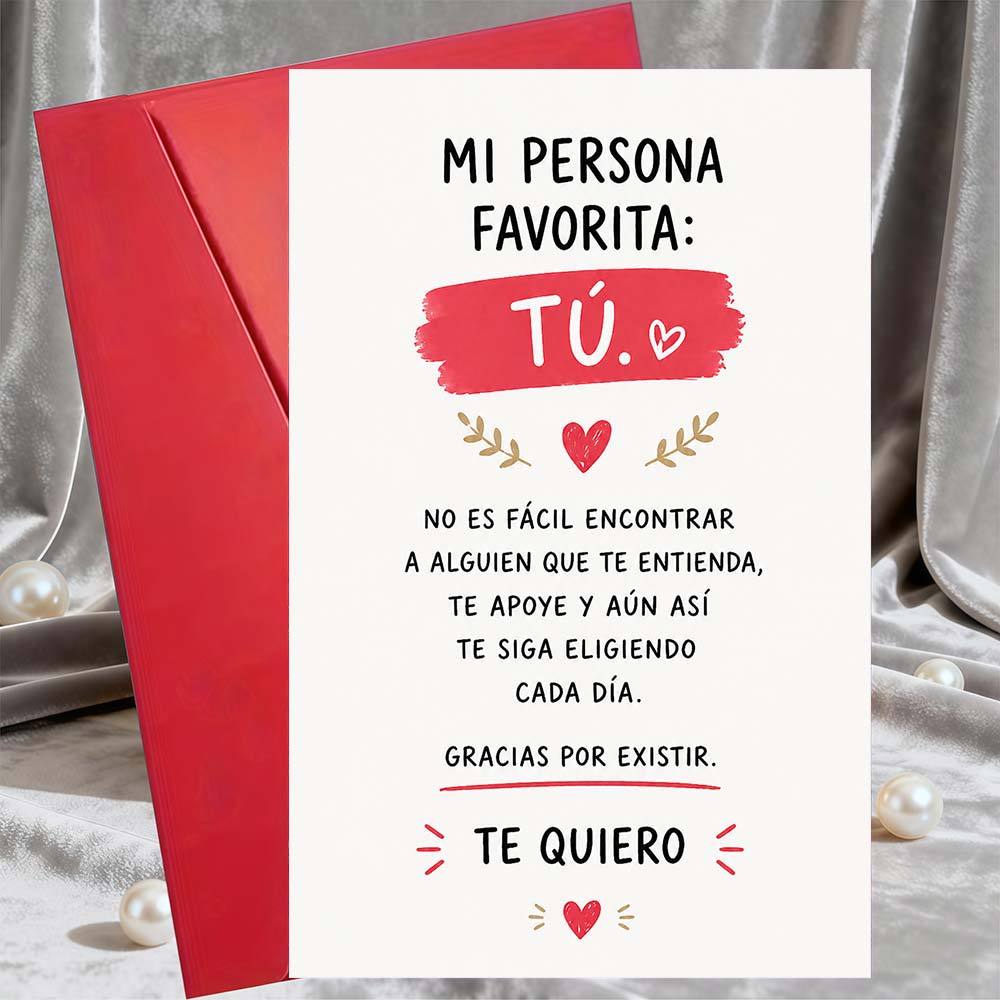 TEMU 1 Tarjeta de Felicitación y 1 Sobrecarta Tarjeta Española de Amor para Novia o Novio, Regalo de Aniversario San Valentín , Tarjeta de Persona