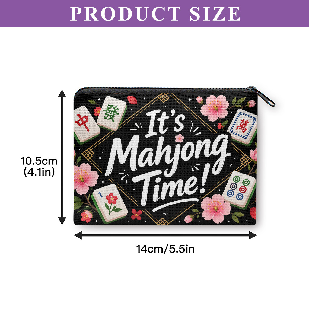 TEMU Mahjong-themed Coin Purse Suitable For , Mahjong Design Zipper Wallet With Card Holder & Coin Storage, Compact Portable Key Holder, Lightweight