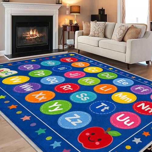 1pc rug suitable for playroom colorful 26 alphabet letters with backing machine washable non slip soft absorbent for bedrooms for home decor
